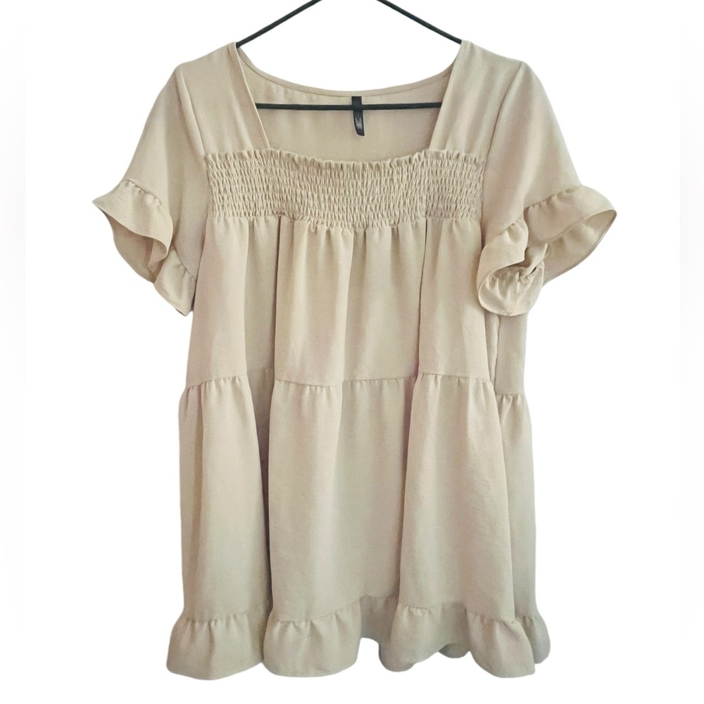 JW Style Women’s Large Babydoll Ruffle Top